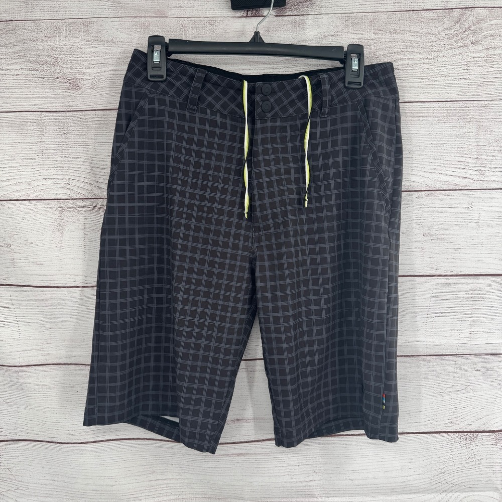 Smartwool Golf Shorts Plaid Drawstring Athletic Black Small Marino Wool Blend‎